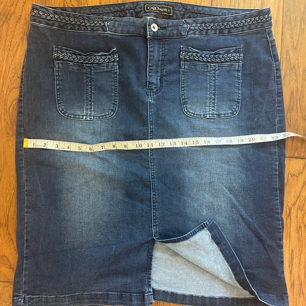 Cato Dark Blue Denim Skirt with Braided Trim